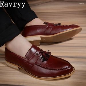 Dress Shoes Fashion Black / Brown Business Men's Pu Leather Loafers Outdoor Casual Male Wedding With Tassel