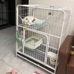 Cat Carriers Iron Art Cages Modern House Villa Double-layer Household Extra Large Dog Special Pet Bed Product