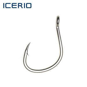 Fishhooks Icerio 50pcs明るい錫アンチラスト塩水フィッシュフック高炭素鋼の有刺鉄線フィッシュフックアシストジギングルアーフック