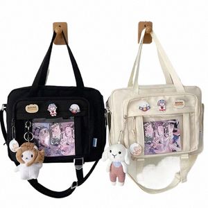 Japonês High School Girls Crossbody Bags Nyl Book Bag Transparente Itabag Mulheres Bolsas JK Bag Secd Element Bolsa de Ombro e2xQ #