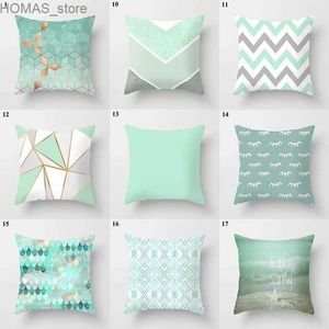 Pillow Fresh fashion mint green blue case living room sofa office cushion cover modern simple geometric home decor Y240401