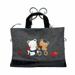 borsa da donna con ricamo Carto Bear, borsa da ricamo casual di grande capacità, borsa da ricamo 566253 X8BS #