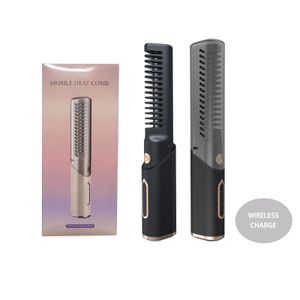 Elektriska hårborstar Hårrätare hårstylingsapparater Kam Trådlöst Curling Iron Hair Styler Flat Iron 240326