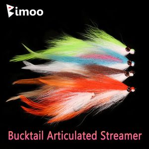 Bimoo 1pc Bucktail Articulated Streamer Fly Big Fish Spine Streamer Big Game Fish Sea Fishing Pike Bass Trout Fishing Lures Bait 240315