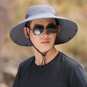 Large Wide Brim Hat Men Summer Detachable Mesh Cap Outdoor Hiking Fishing UV Protection