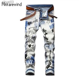 Мужские джинсы High Street Conical Jeans Mens Micro Elastic Вышитая буква
