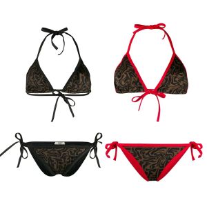 Kvinnliga baddräkter designer bikini badkläder 2 stycke damer push up vadderad brev design bandeau baddräkt underkläder semester strand