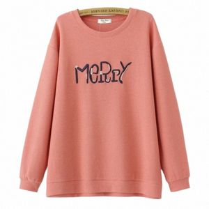2023 Autumn Clothes Women Sweatshirts Plus Size Loose Casual Letter Embroidery Beading Lg Sleeve Tops Curve E2 851 69xU#