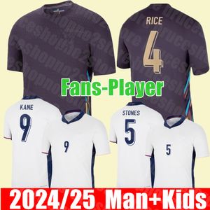 Helt ny 2024 2025 Euro/Cup Englands National Team Soccer Jerseys Bellingham Kane Home Away Rice Saka Foden Rashford Sterling Stones Fans Player Football Shirt