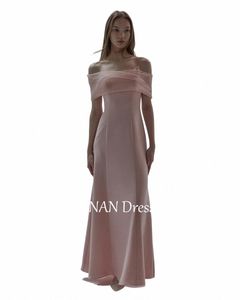 Fanan Spaghetti Straps Abendparty Dres fi Satin rosa bodenlange Korea Hochzeit Frauen formelle Kleider Event Promkleider N9GS#