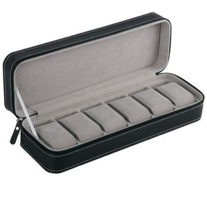 6 10 12 Slot Watch Box Portable Travel Zipper Collector Storage Magazynowanie Buinage BoxBlack281N