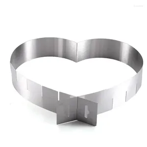 Baking Moulds 1PCS Stainless Steel Retractable Heart-shaped Cake Mold 6 Inch 11 Adjustable Circle Mu Si
