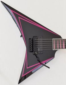 Custom Shop Alexi Laiho Pink Sawtooth Flying V Electric Guitar Scalloped Fingerboard 2024 Floyd Rose Tremolo Bridge China EMG P1596105