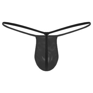 Mens Lingerie Low Rise T-back Wet Look Patent Leather Bulge Pouch G-string Bikini Thong Underwear