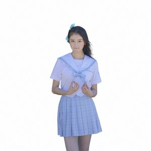 女子セーラトップス+ネクタイ+スカートネイビースタイルの生徒の服のための日本の学校のユニフォームガールプラスサイズララチアリーダー服84GD＃