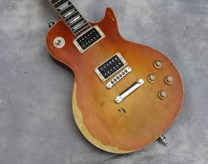Qualidade guitarra slash envelhecido topo liso 2008 sólido maple capmother of pearl inlay 1 pc corpo pesado relic1801126