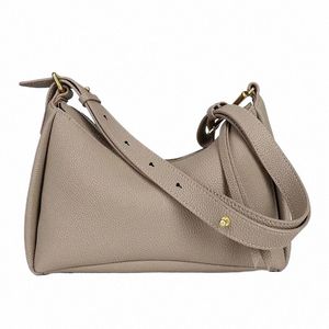 new High-end Luxurious First Layer Cow Leather Women Shoulder Bag Grey Simple Soft Popular Commuter Menger Bag i7S8#