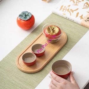 Teegeschirr-Sets, tragbares Keramik-Glas-Tee-Set, schnelle Tasse, ein Topf, zwei Outdoor-Persimmon-Reise-Chinesen