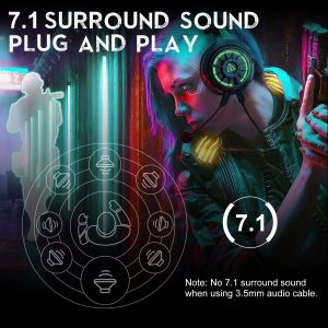 EKSA E5000Pro Professional Gaming Headset with Mic 7.1 Surround Sound Gaming Headphones USB Wired Gamer Headset for PC/XBOX/PS5