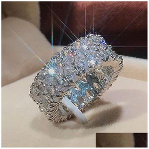 Wedding Rings High Quality Moissanite Diamond Gemstone For Women Men Inlay Mosan Ring Cz Zircon Lovers Engagement Party Gifts Fine Dr Otieo