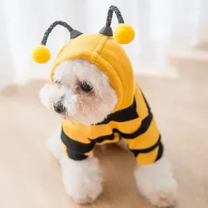 Hundkläder 1st kläder för höst och vinter Schnauzer Teddy Small Puppy Cat Pet Hoodie Bee Transformation Suit