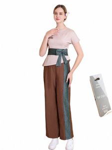 2023 Short-sleeved Thai Technician Female Beauty Sal SPA Uniform Health Beautician Foot Bath Workwear Hotel Waitr Overalls o87P#