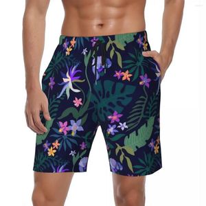 Pantaloncini da uomo Costumi da bagno Notte Floreale floreale Palestra Fiori estivi Stampa Pantaloni corti da spiaggia Design da uomo Pantaloncini da corsa ad asciugatura rapida