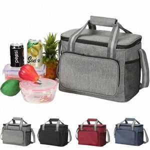 15L Portable Thermal Lunch Bag Food Box Drable Waterproof Office Cooler Lunch Box Ice Isolated Case Cam Oxford Dinner Bag Q06L#