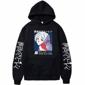 Anime Beyd Yolculuğun Sonu Plus Beden Hoodies Fot Kadın Sevimli Frieren Baskı Sweatshirts Harajuku LG Sleeve Grafik Sokak Giyim D4QL#