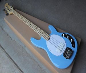 Factory Custom 4 strings Sky Blue Body Electric Bass Guitar with Chrome hardwareWhite PickguardMaple fingerboardoffer customize7214029