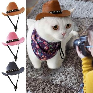 Collari per cani Pet Cat Mini Star Cappello da cowboy Gatti regolabili Costume Top Copricapo Berretti per cani Cappelli da sole Forniture per decorazioni per feste di compleanno