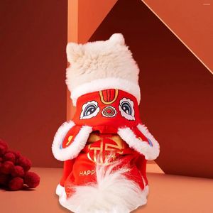 Hundkläder tang kostym röd kinesisk festival lejon dans husdjur kostym för cosplay presenter
