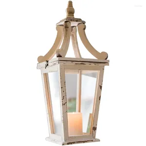 Candle Holders Decoration Chandelier Vintage Lanterns Wooden Holder Glass Christmas Home Decor