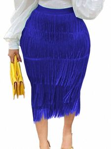 Plus Size Gonne per le donne a vita alta Gonna nera con nappe Verde Femme Jupes 3XL Evening Cocktail Party Wear 2023 Nuovo all'ingrosso y76J #