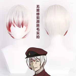 Articoli per feste Saigiku Jono Cosplay Orecchini per parrucca con sfumatura rossa bianca Anime Bungo Stray Dogs Stagione 4 Capelli da caccia Fibra resistente al calore