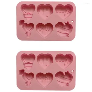 Moldes de cozimento Amor Coração Chocolate Molde de Silicone Presente Fondant Bolo Vela Bandeja de Gelo Ferramenta 2 PCS