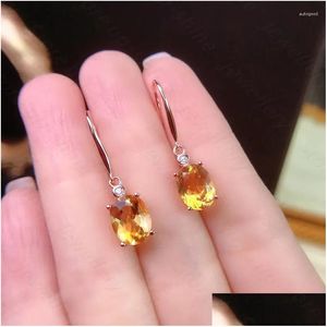 Dangle Avize Küpe Stili Doğal Citrine 925 Sier Ladies Boutique Lucky Drop teslimat mücevherleri olmayı hak ediyor