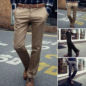 Calças de cores sólidas calças elegantes masculinas de fit slim fit