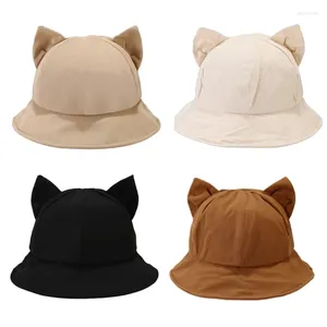 Berets Fischer Hut Eimer Für Mädchen Cartoon Kätzchen Ohr Casual Sport Gym Berg Camping Outdoor Aktivität