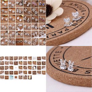 Wholesale 47 Styles Creative Fashion Snowflake Beer Love Crystal Rhinestone Ear Studs New Pearl Earrings for Women Girls2024