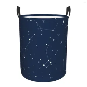 Laundry Bags Navy Night Sky Basket Foldable Space Galaxy Clothes Hamper For Nursery Kids Toys Storage Bin