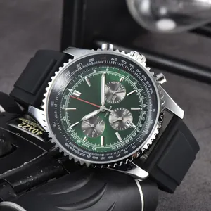 Yüksek kaliteli erkekler izlemek çoklu kadran mükemmel saat navitimer watches iş bayanlar 50mm silika jel saat bandı zarif tasarımcı saatler