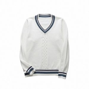 2021 uniforme escolar coreano lg manga camisola colete fi v-pescoço estilo britânico pulôver escola menina menino branco camisola colete top p7rl #