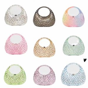 2023 New Shiny Diamd Transparent Acrylic Goose Egg Box Bag Ins women's Evening Retro Handbag Ladies Diamds Crescent Mini Bag v4BE#