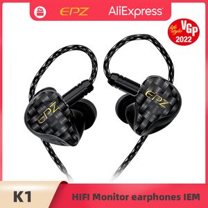 Fones de ouvido EPZ K1 Wired HiFi 1dd+1Ba Earbuds IEM no monitor de ouvido 0,78 2 pinos para os fones de ouvido destacáveis