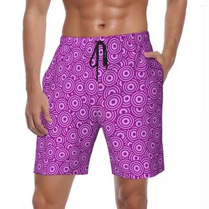 Men's Shorts Swimwear Curve Print Board Summer Pescara Purple Cute Hawaii Short Pants Men Printed Surfing Quick Dry Swim Trunks