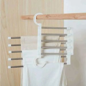 Clothes 5 Hangers Multi Functional Layers Pant Cloth Trousers Hanging Shelf Non-Slip Clothing Organizer Storage Rack FY8668 0330
