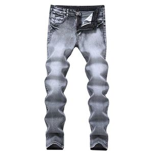 Men's Jeans Mens gray jeans mens ultra-thin small leg long pants mens casual wear J240328