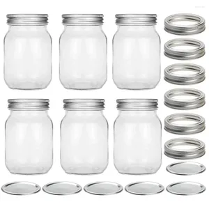 Vorratsflaschen, 6 Stück, Einmachglas, luftdichte Gläser, Glaskanister mit Deckel, tragbarer Lebensmittelbehälter, Mini-Deckel, Salat, Honigtopf, Süßigkeiten