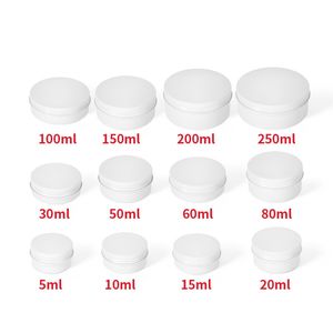 White Aluminium Bottle Tins Lip Balm Containers 5ml 10ml 15ml 20ml 30ml 40ml 50ml 60ml 80ml 100ml 150ml 250ml Empty Aluminium Jar